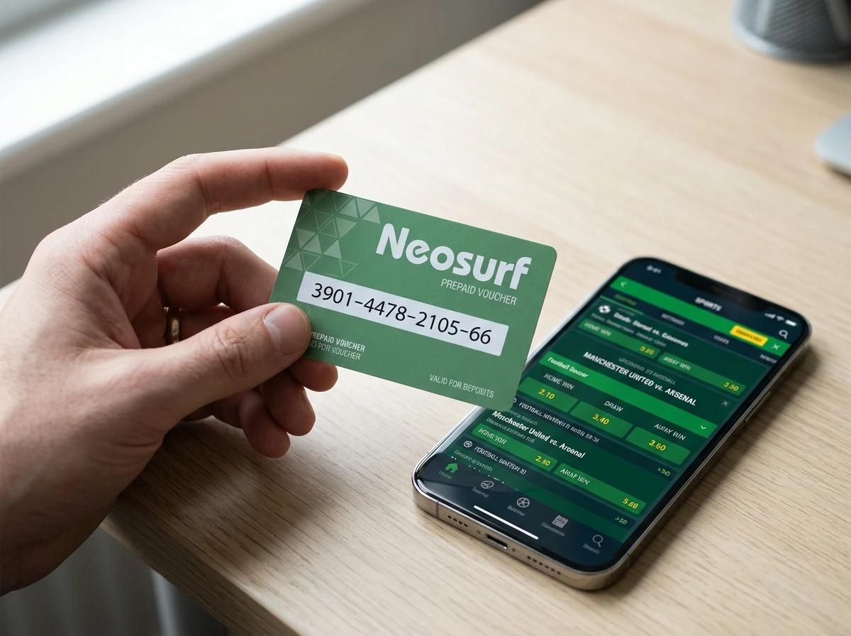 Předplacený Neosurf kupón s PIN kódem pro vklad na sázkový účet