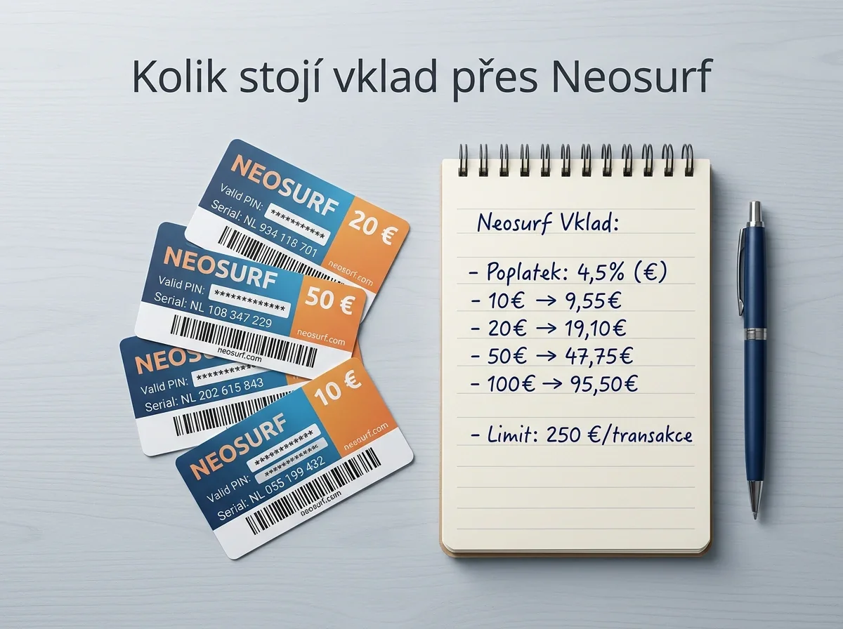 Neosurf poplatky a limity 2026 – Co stojí vklad na sázky